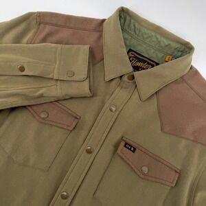 Howler Brothers Gaucho Snap Shirt Mens Small Olive Brown Western Long Slv Snap